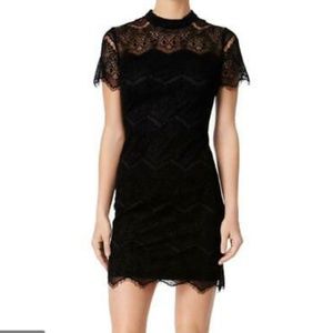 Calvin Klein black woman Lace mock neck dress